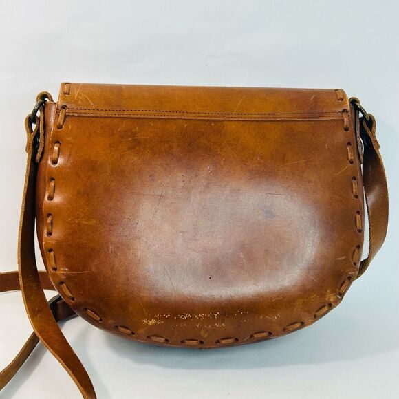 Mid Century 1960’s Brown Leather Hand Woven Saddle Bag EL CALIFORNIANS - Picture 2 of 13